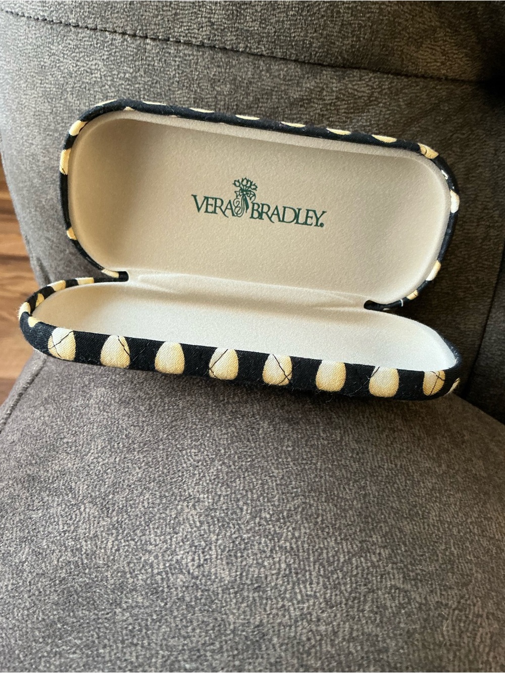 Vera Bradley Black and Yellow Polka Dot Eyewear Case